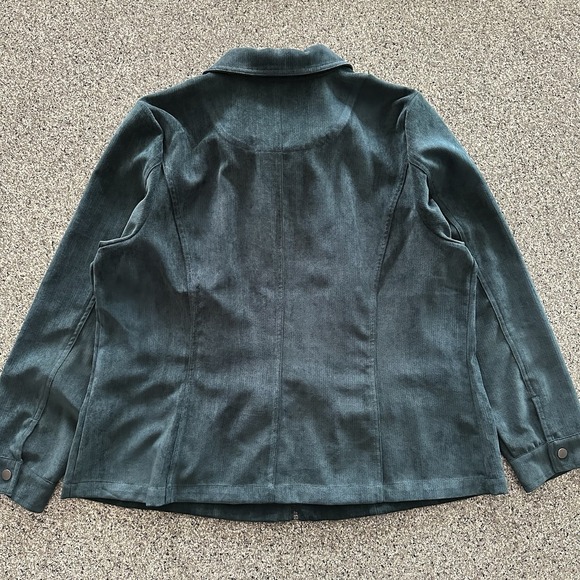 CJ Banks Jacket Womens 1X Suede‎ Velvet Full Zip Collar Blazer Green - Picture 7 of 7